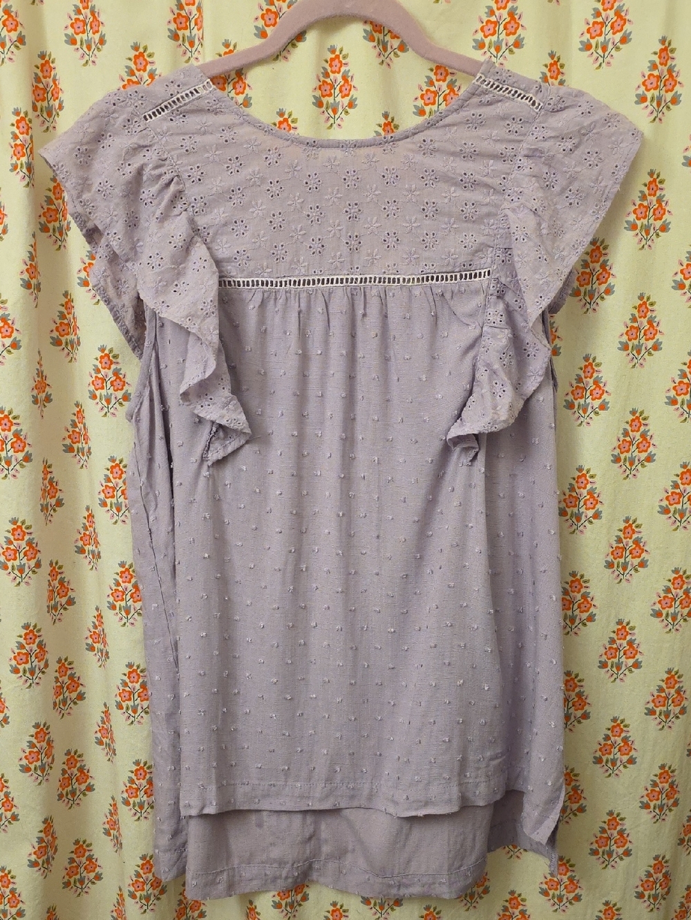 ODDY Lavender Eyelet Ruffle Blouse